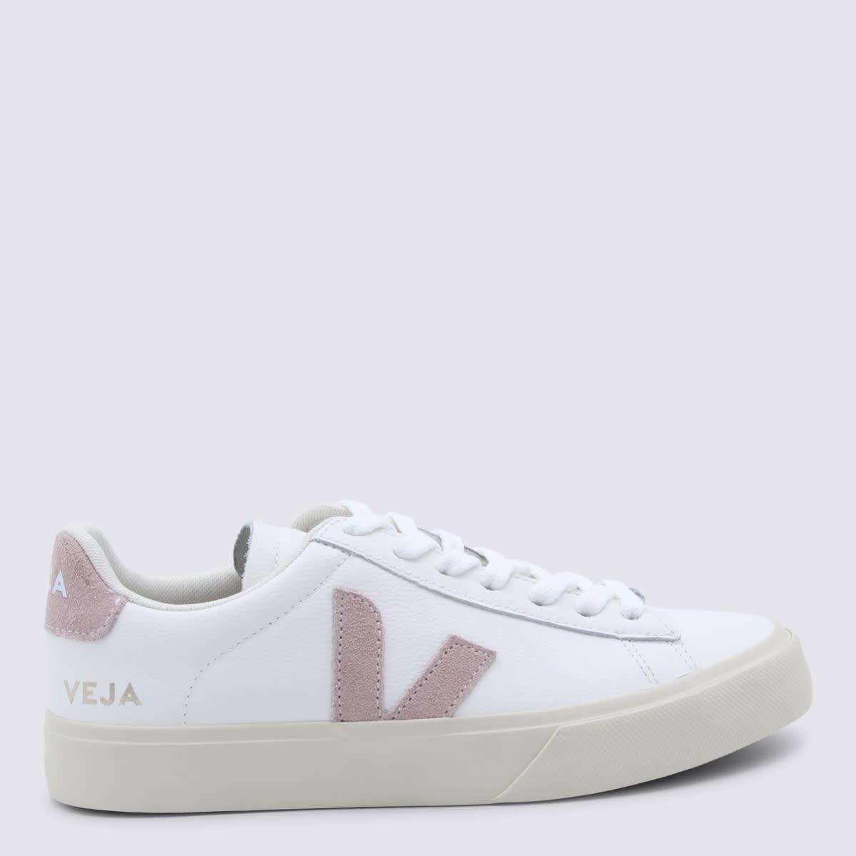 veja white and pink leather campo sneakers