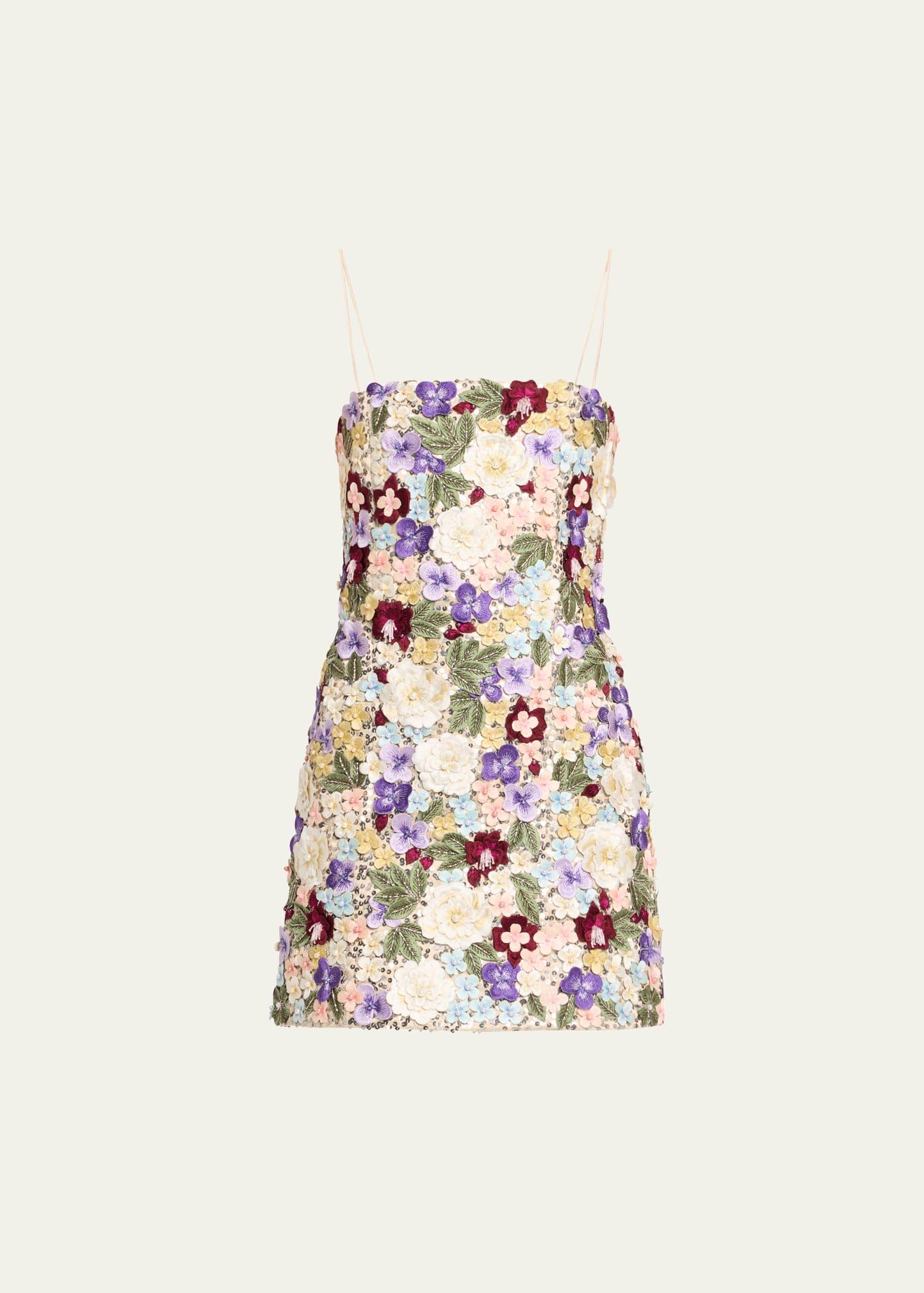 velia embellished spaghetti-strap mini gown
