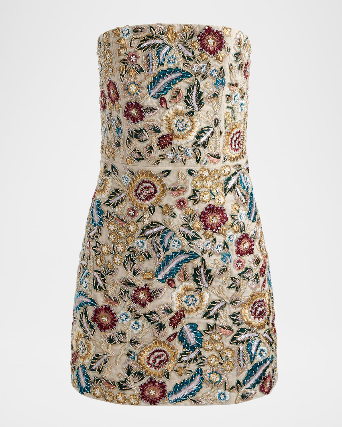 velia embellished strapless mini gown