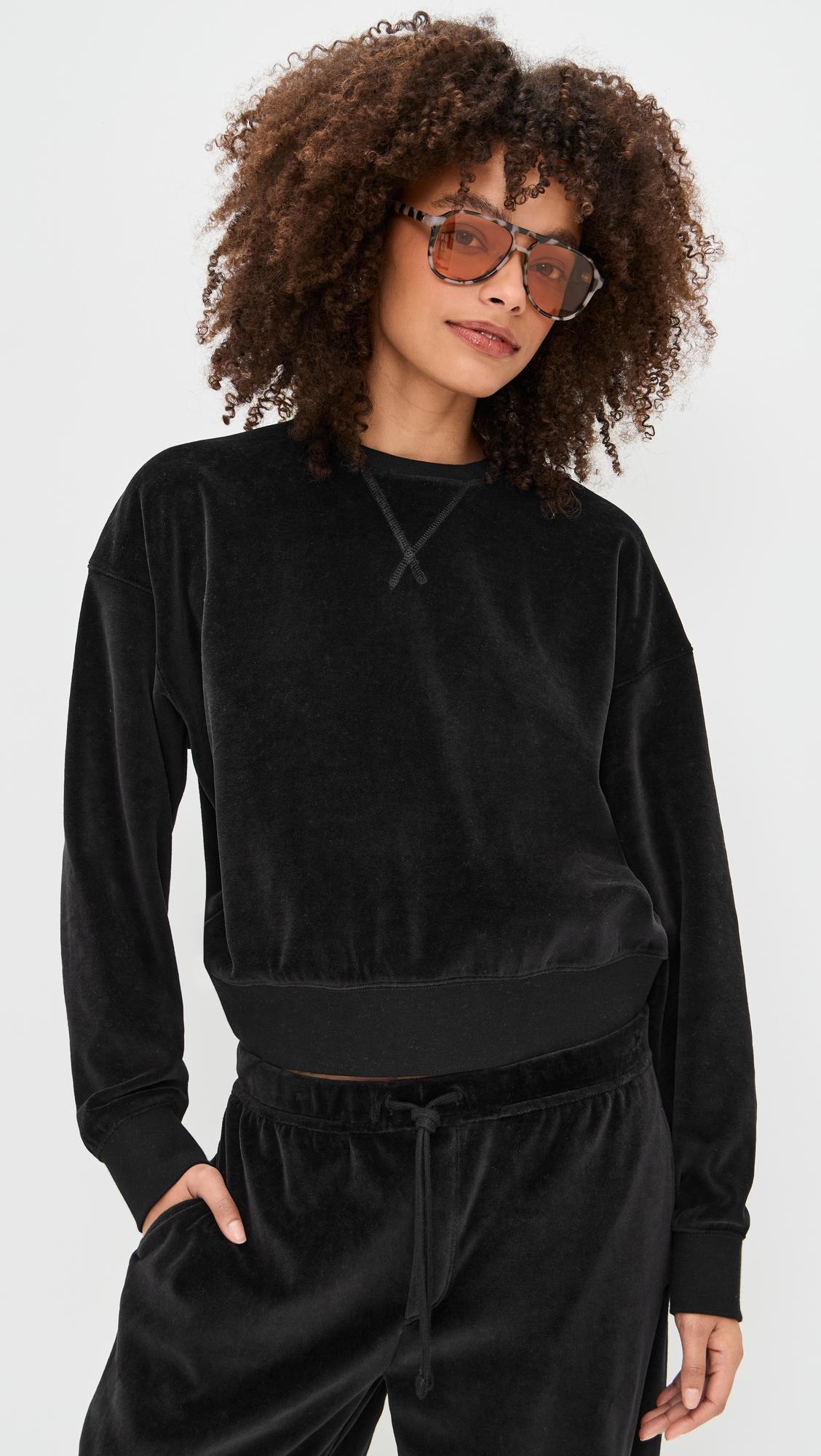 velour crew neck sweatshirt