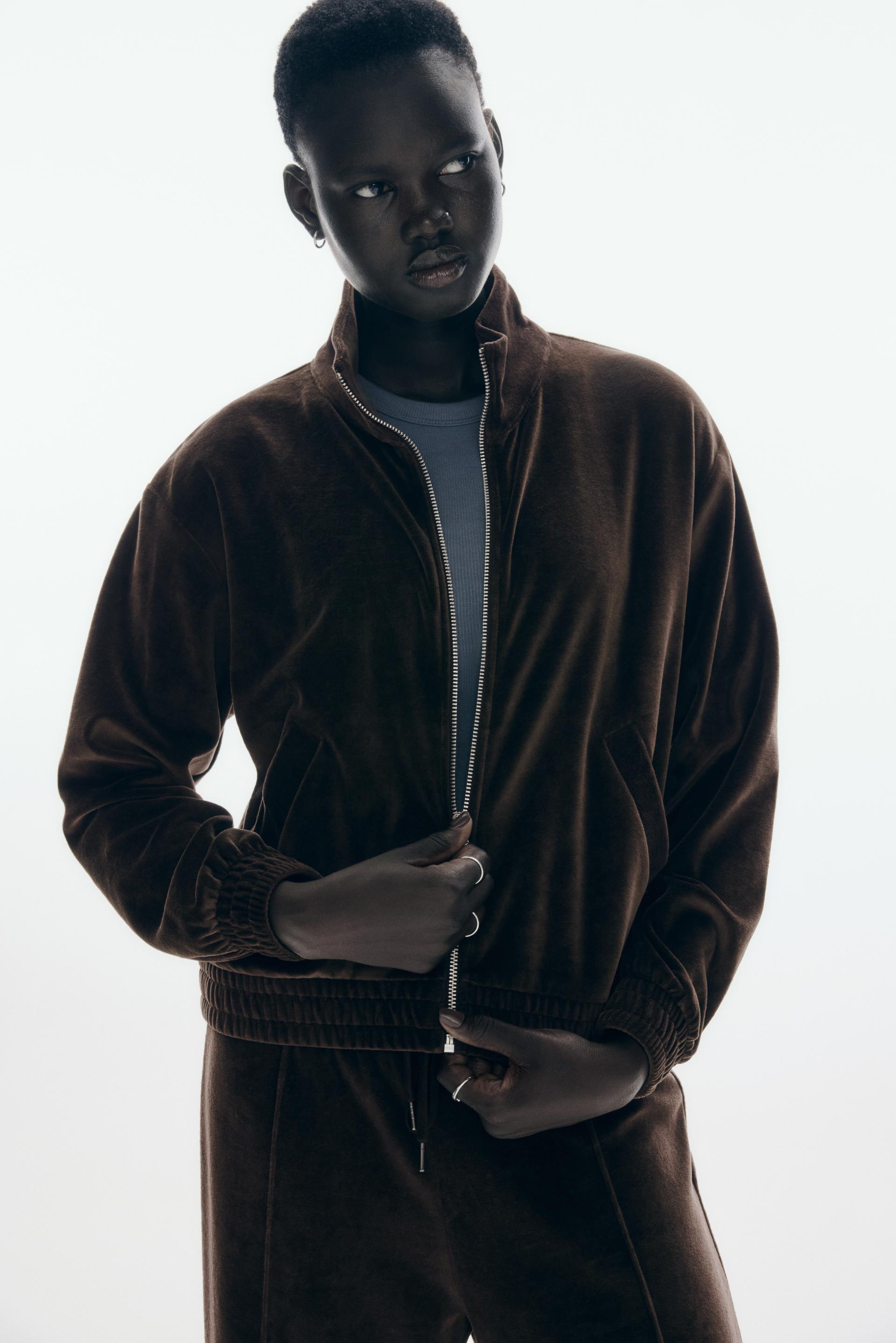 velour jacket with zipper