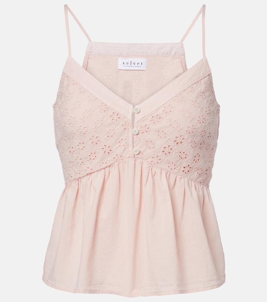 velvet aliah embroidered cotton poplin top