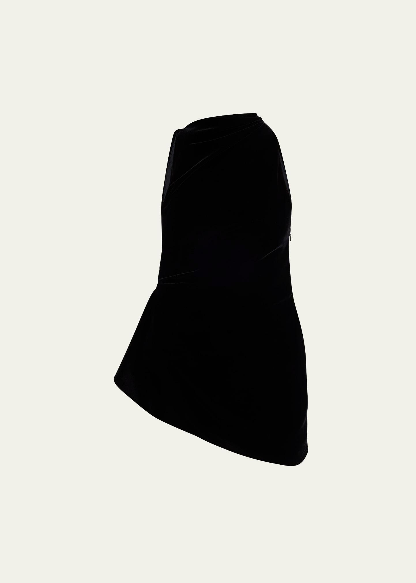 velvet asymmetric ruched top