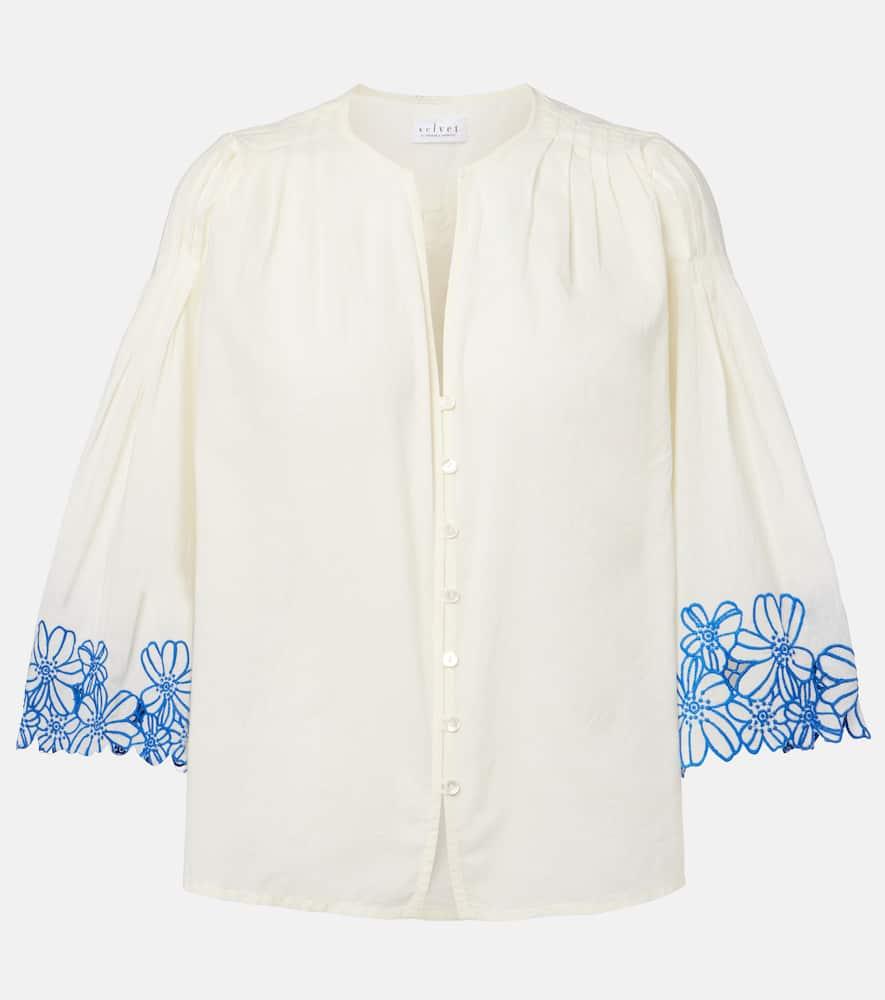 velvet blake embroidered cotton blouse