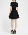 velvet bow short-sleeve bi-color crepe mini dress