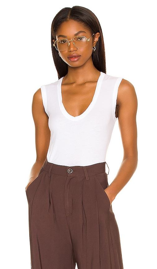 velvet by graham & spencer estina gauzy whisper scoop neck tank in white.