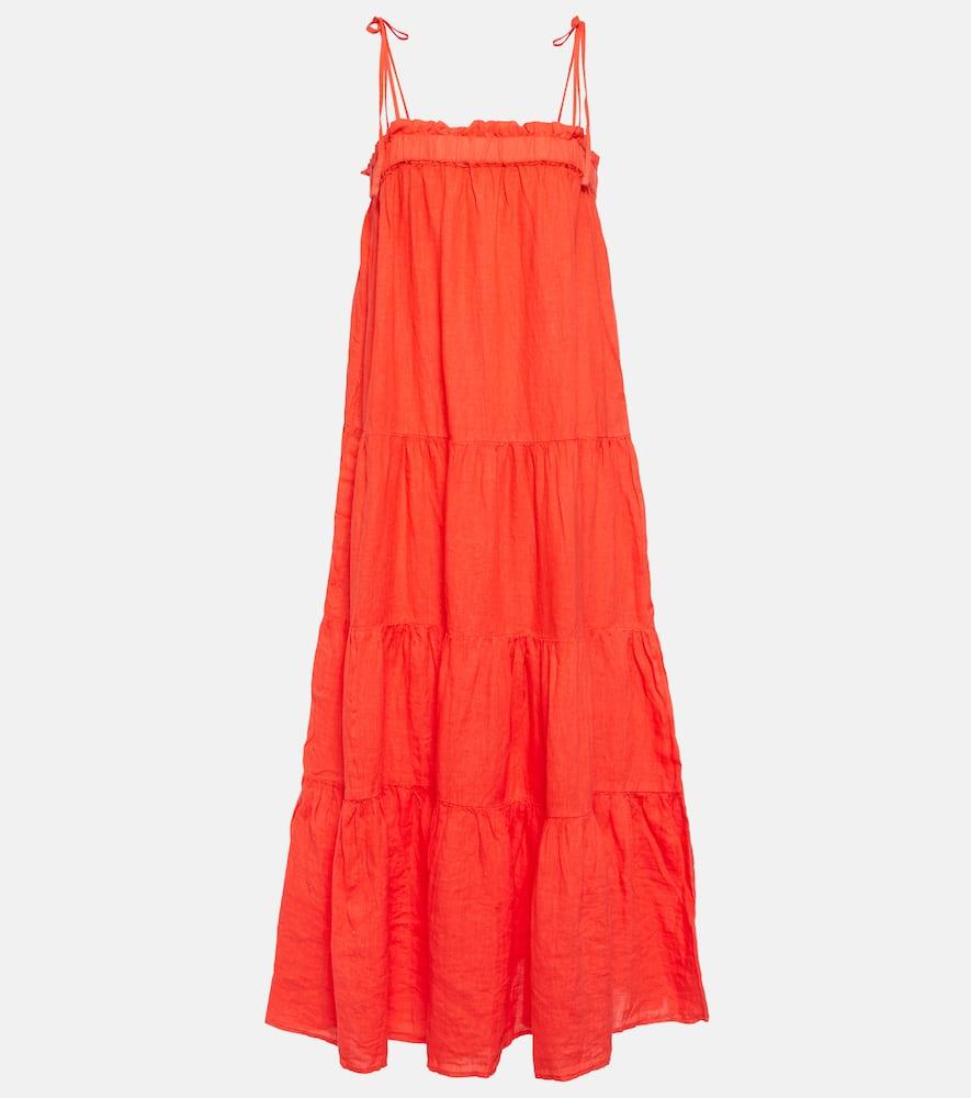 velvet charlie tiered linen maxi dress
