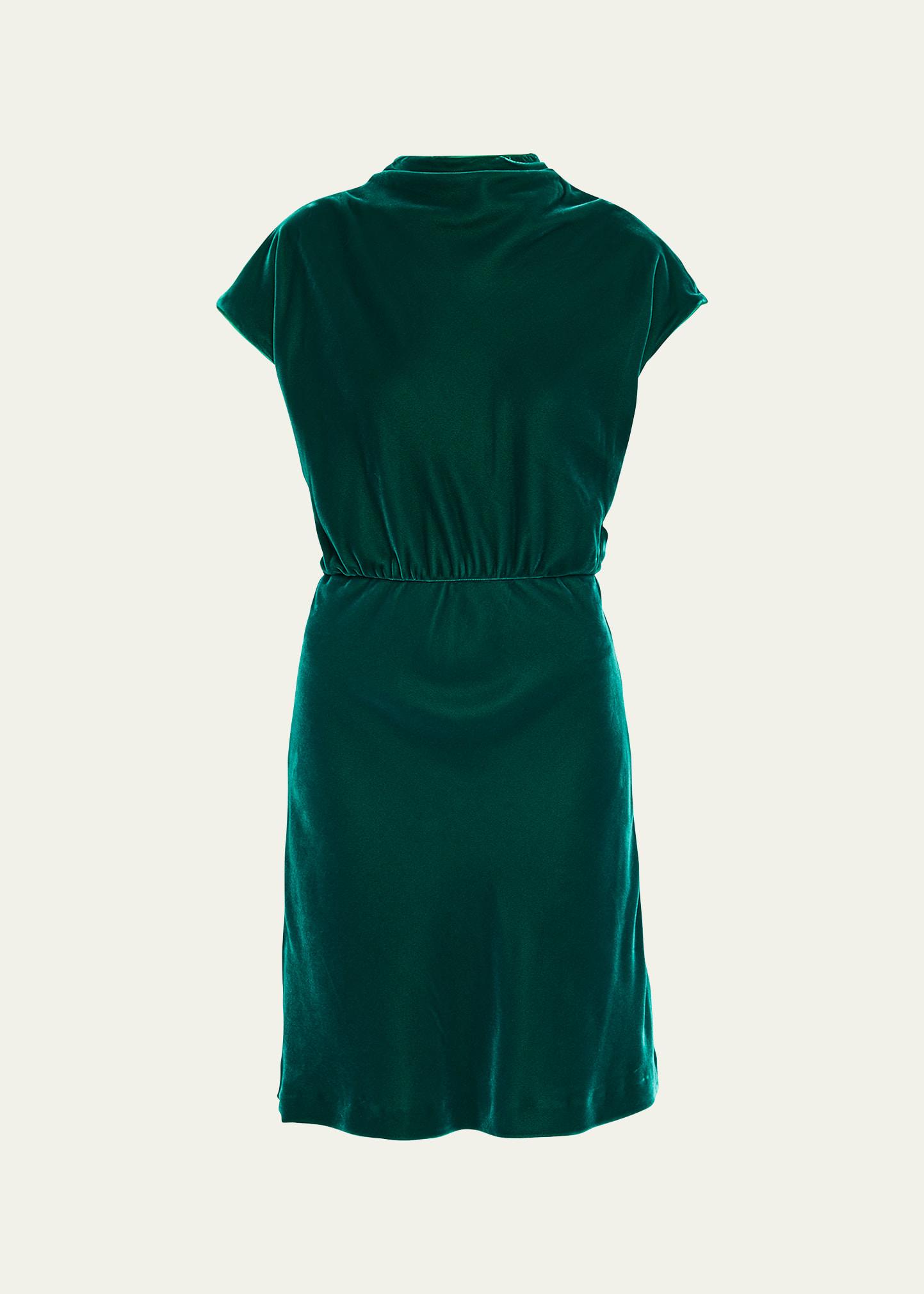velvet cowl-neck dress