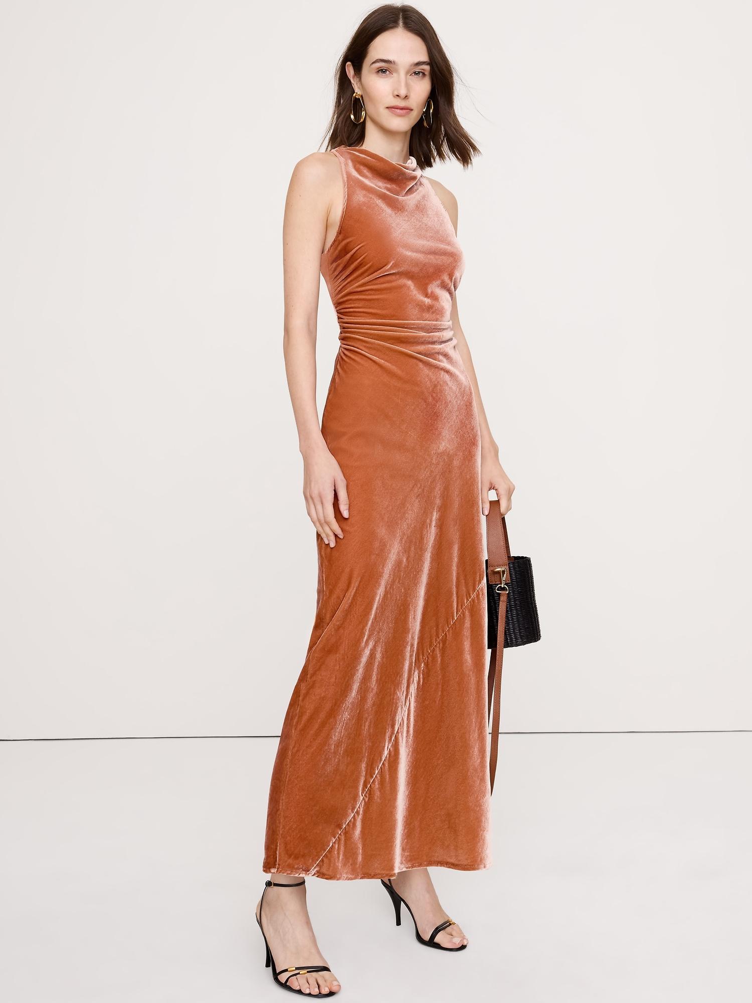 velvet cowl-neck gown