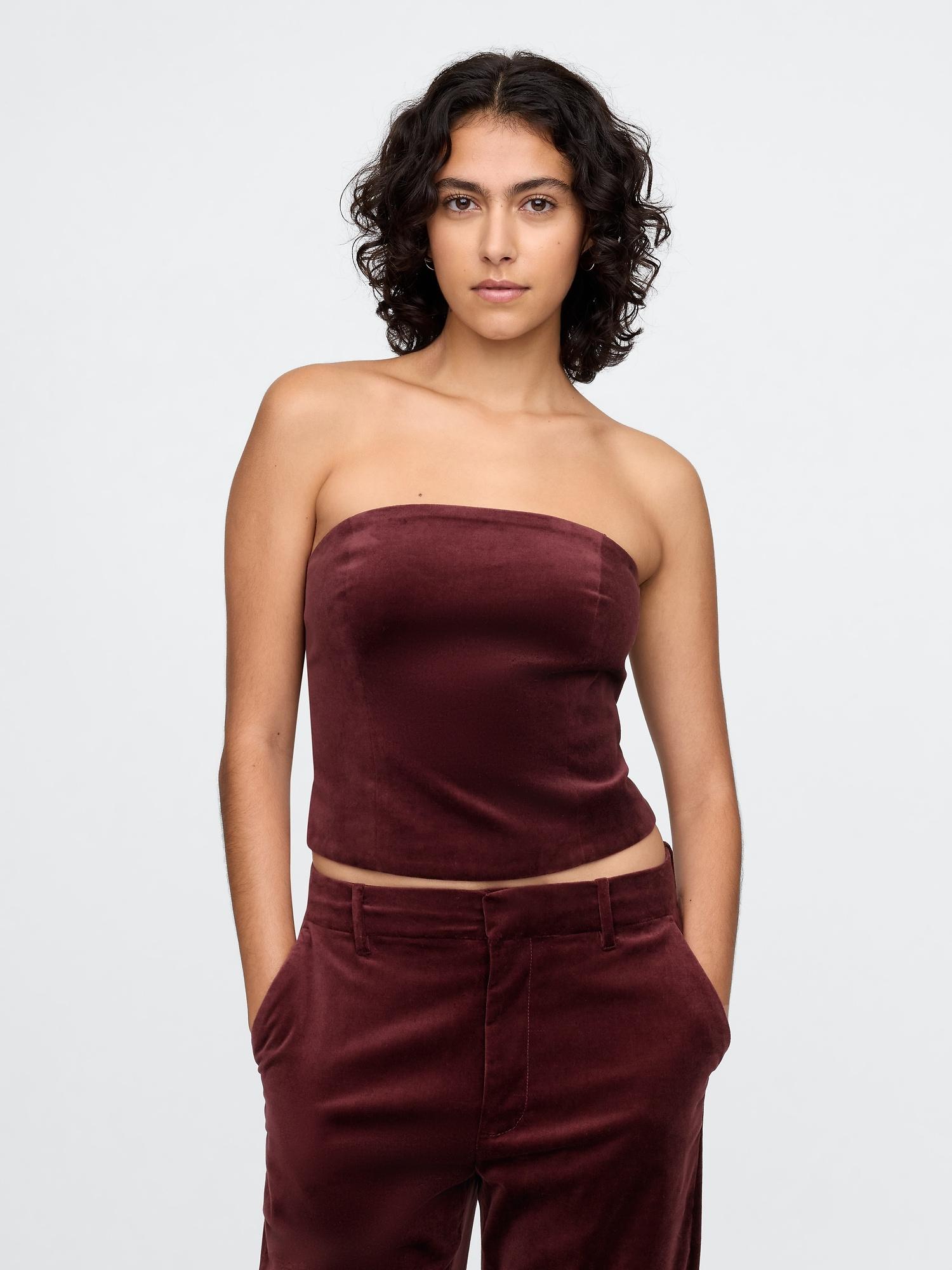 velvet crop tube top