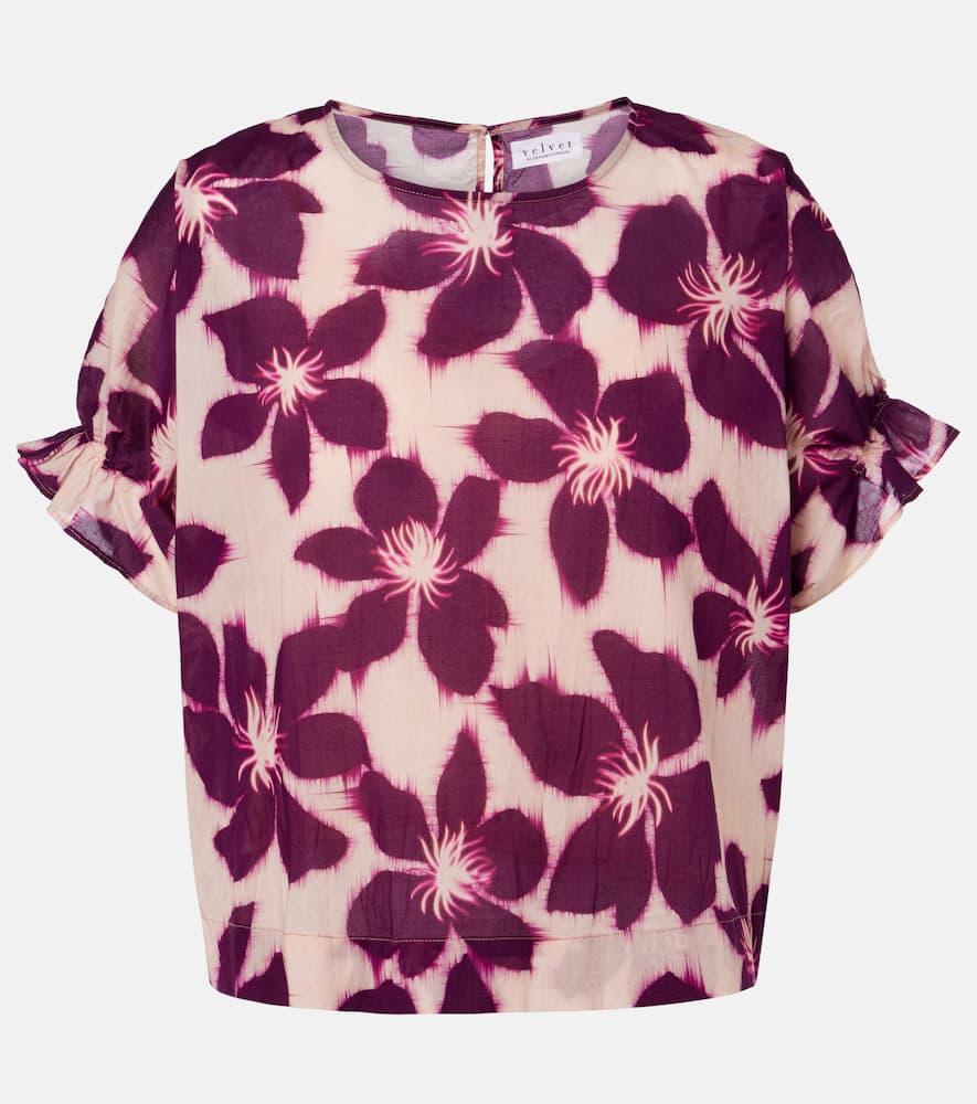 velvet delilah floral cotton poplin blouse
