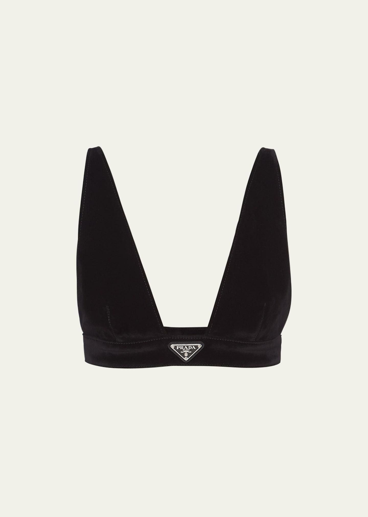 velvet denim plunging crop top