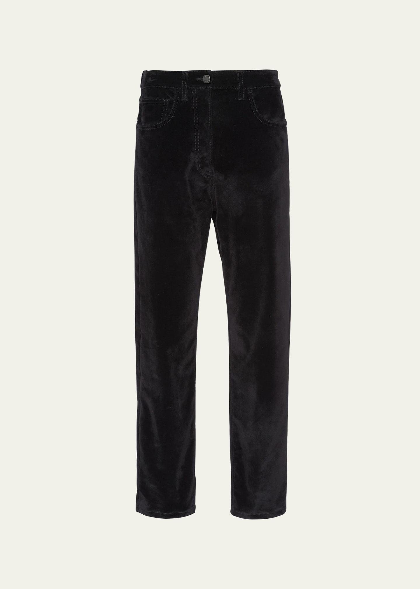 velvet denim straight-leg pants