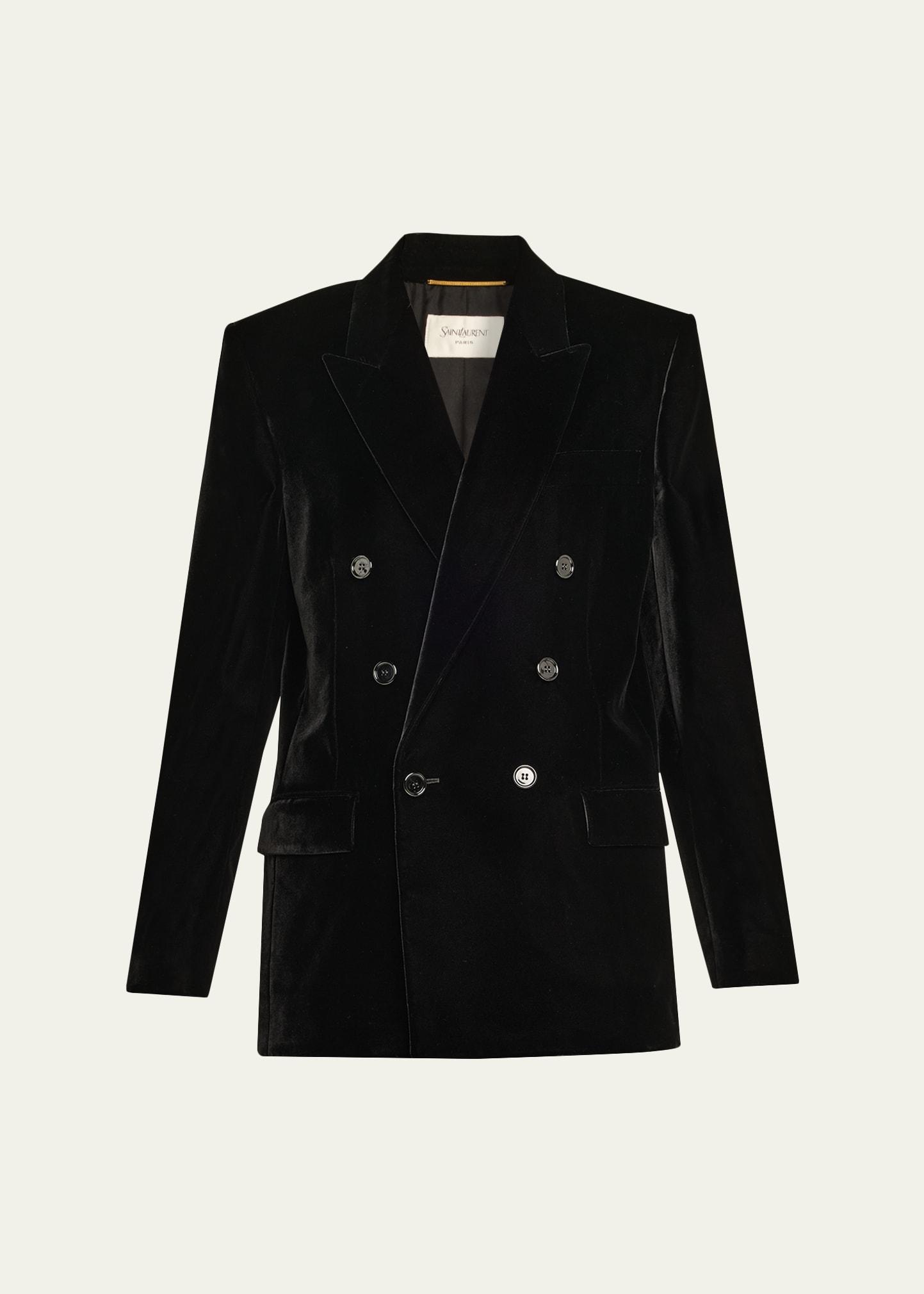 velvet double-breasted blazer