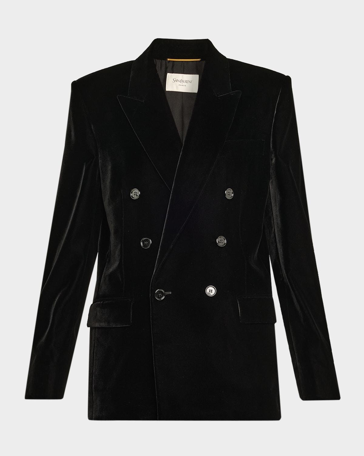 velvet double-breasted blazer