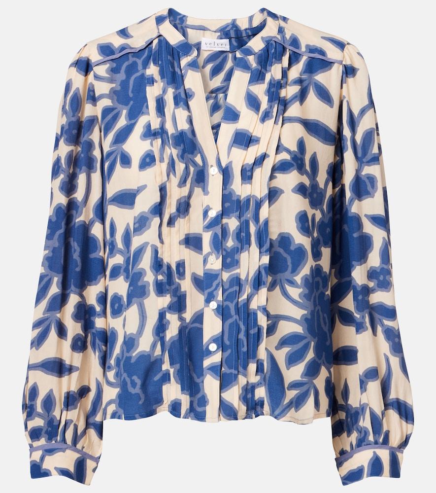 velvet elda printed crêpe blouse