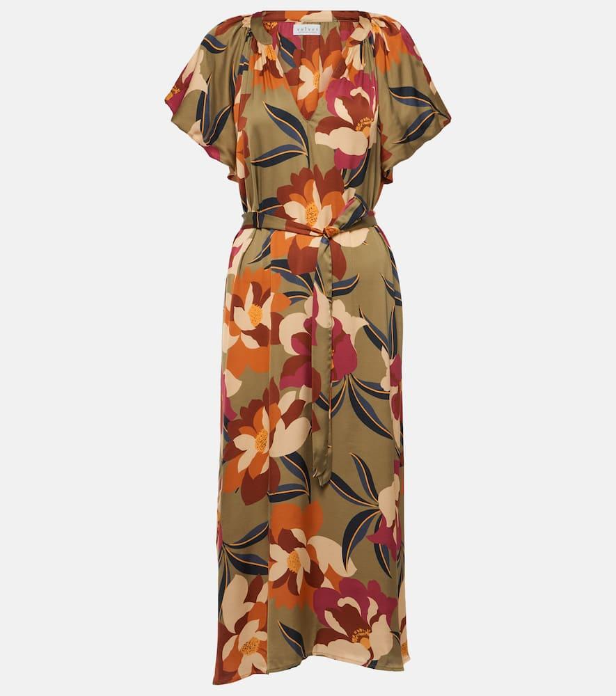 velvet francie printed satin midi dress