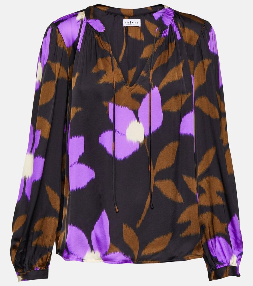 velvet isa printed satin top
