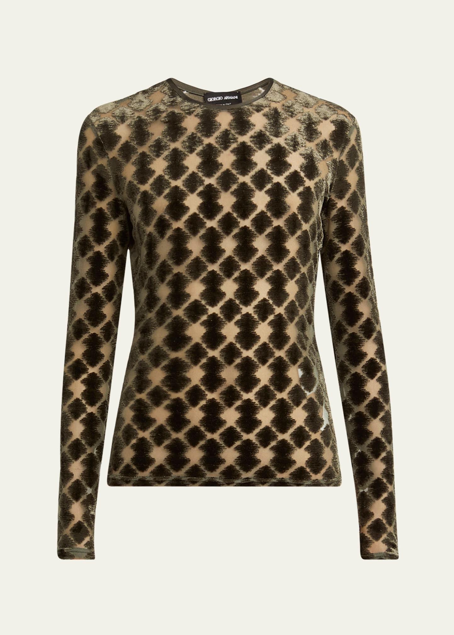velvet jersey jacquard long-sleeve top