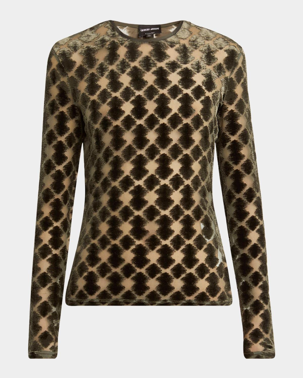 velvet jersey jacquard long-sleeve top