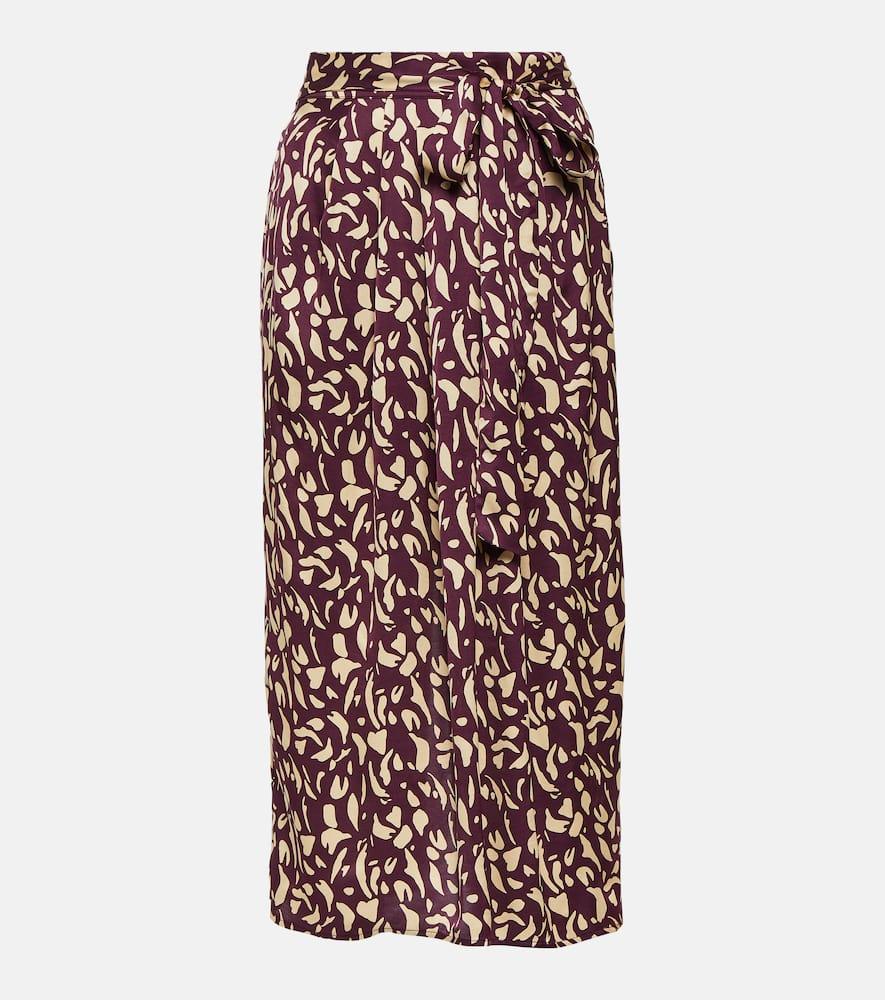 velvet juno printed satin midi skirt