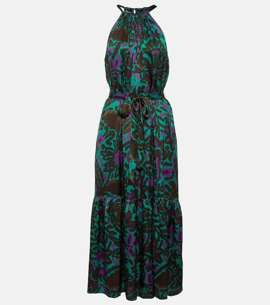velvet kareese printed satin midi dress