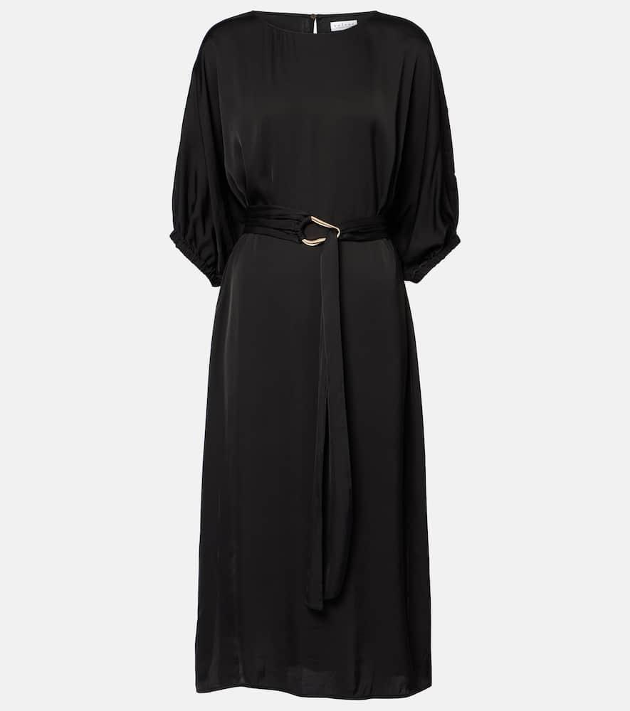 velvet laurel satin midi dress