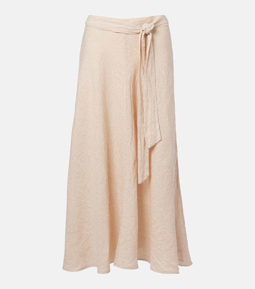 velvet malina linen midi skirt