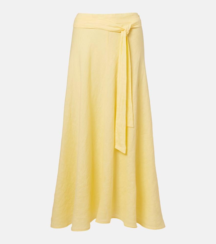velvet malina linen midi skirt