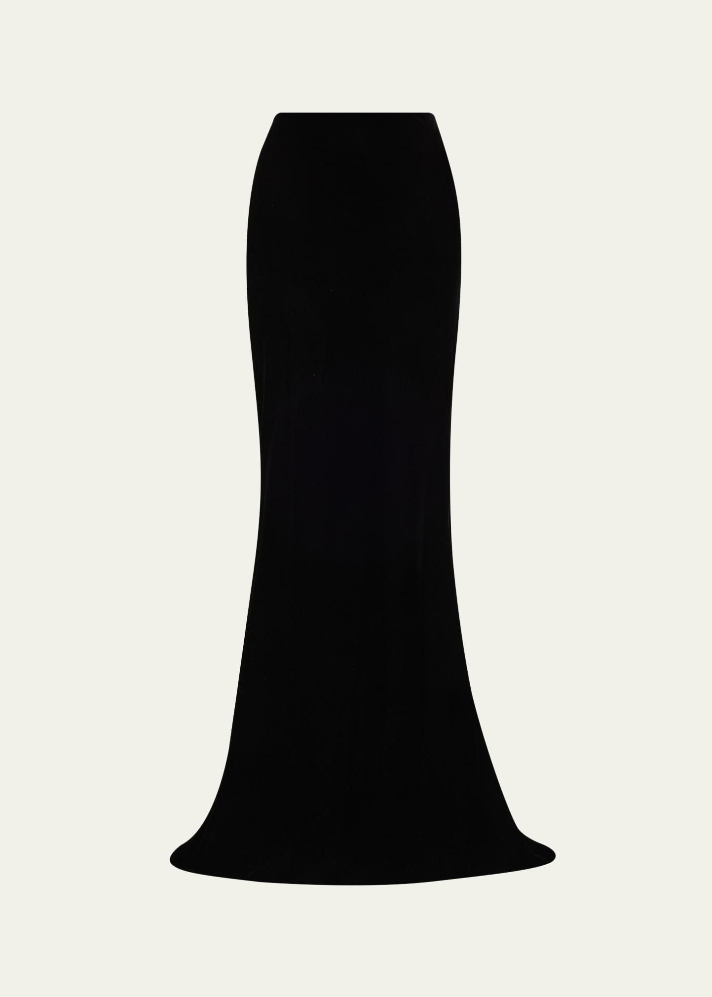 velvet maxi trumpet skirt