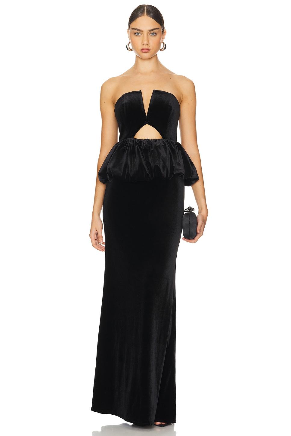 velvet peplum maxi dress