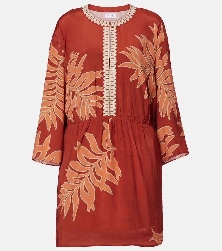 velvet phoebe embroidered printed minidress