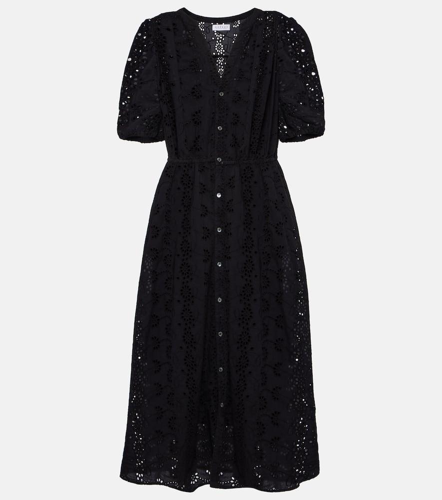 velvet rorio embroidered cotton midi dress