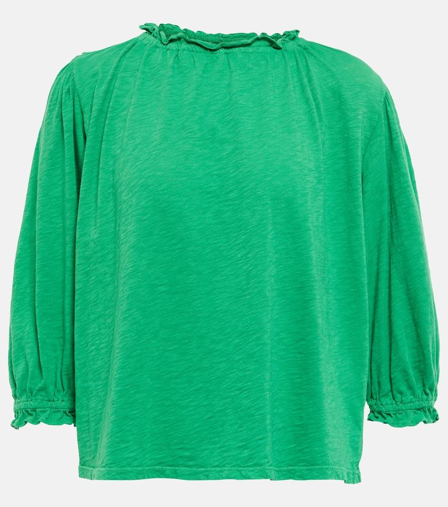 velvet ruffled cotton top