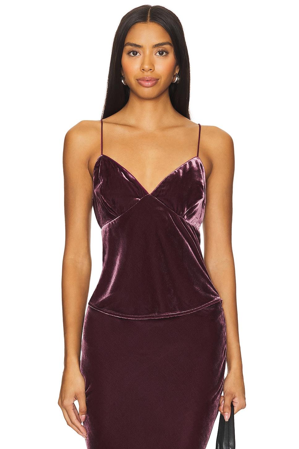 velvet silk bias string top