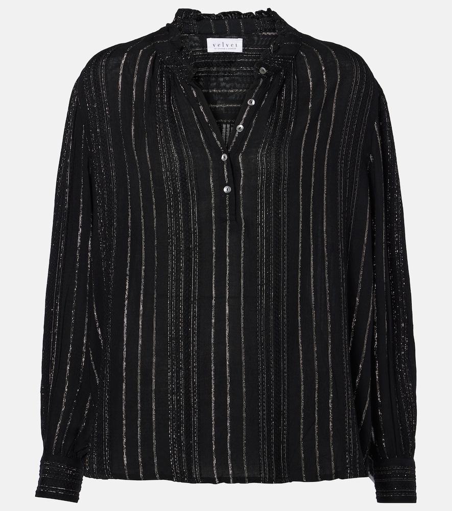 velvet striped lamé blouse