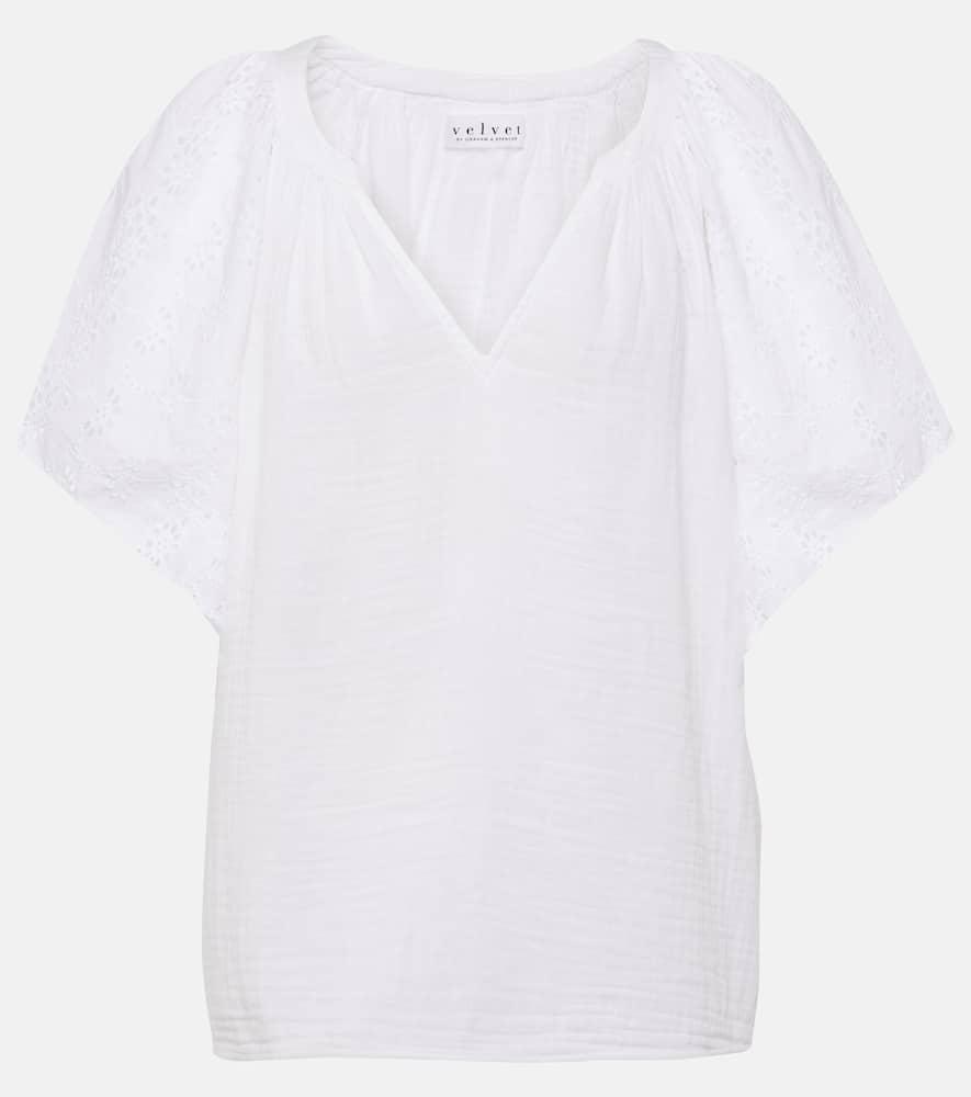 velvet tish embroidered cotton top
