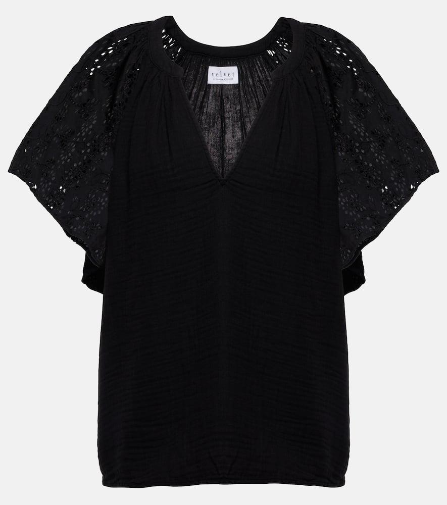 velvet tish embroidered cotton top