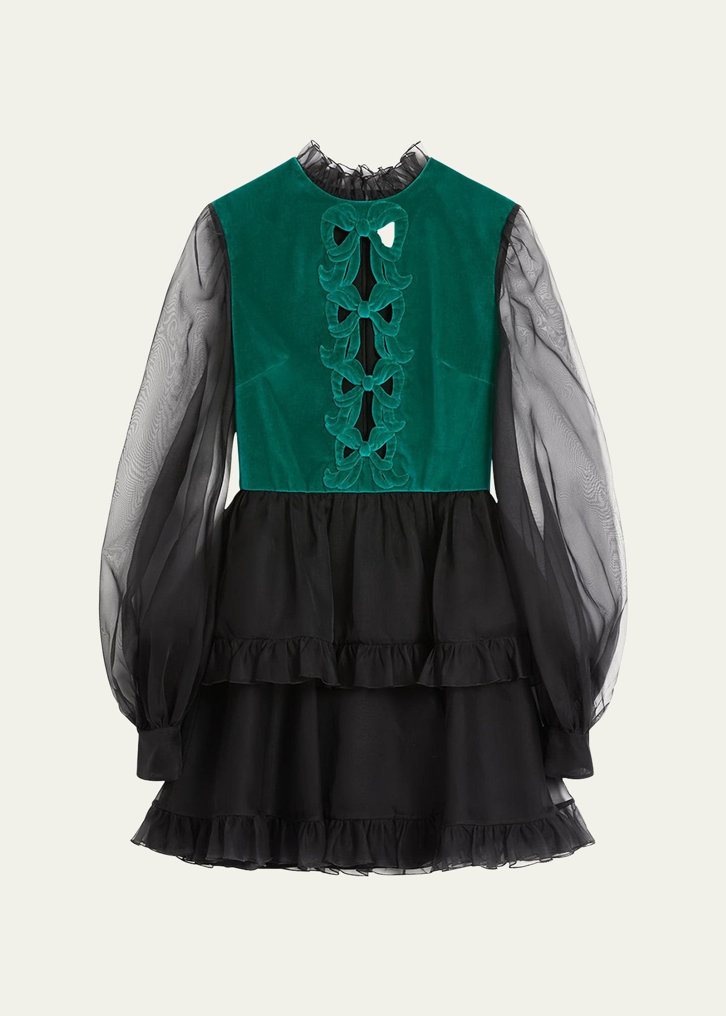 velvet top sheer sleeve mini dress