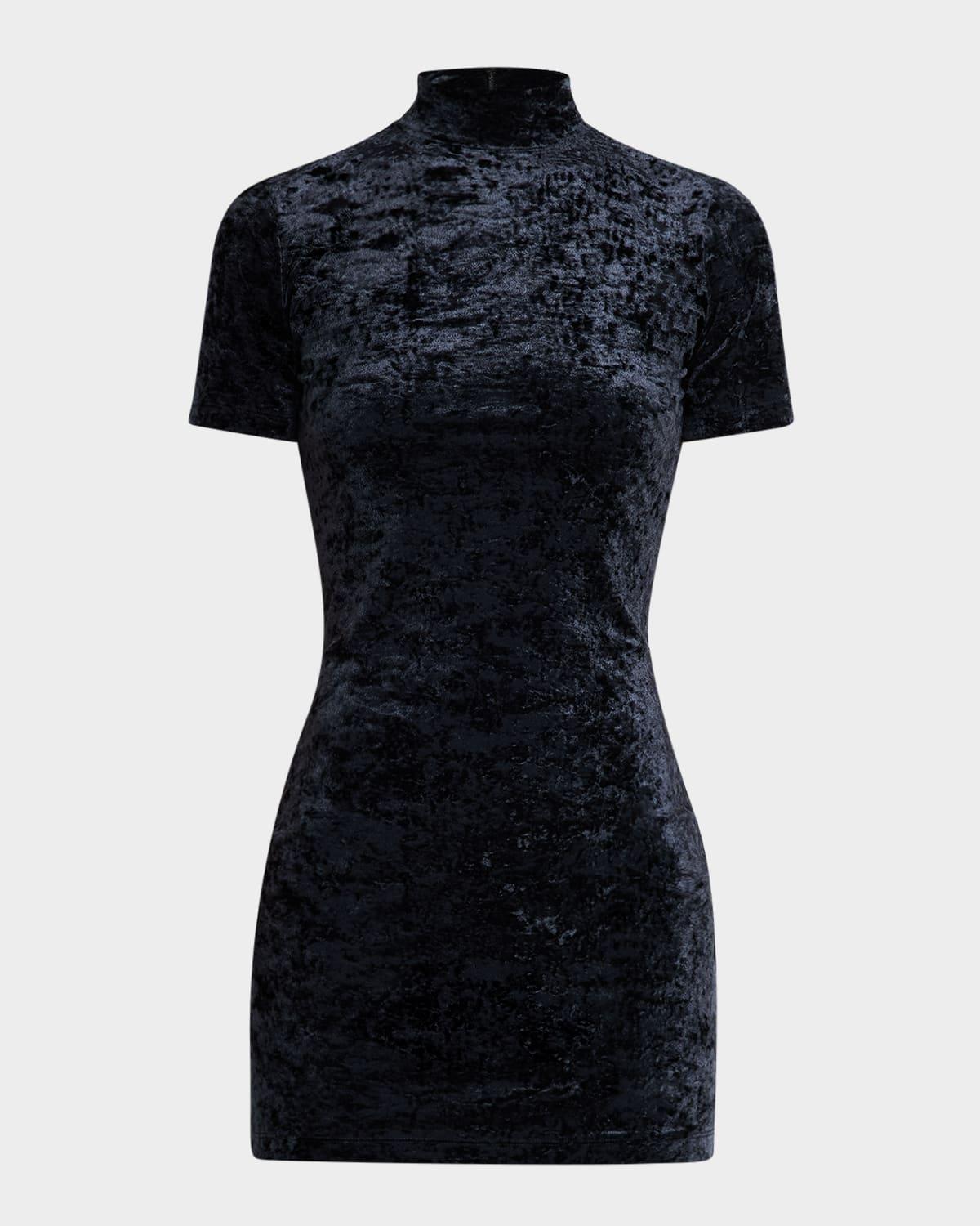 velvet turtleneck mini dress