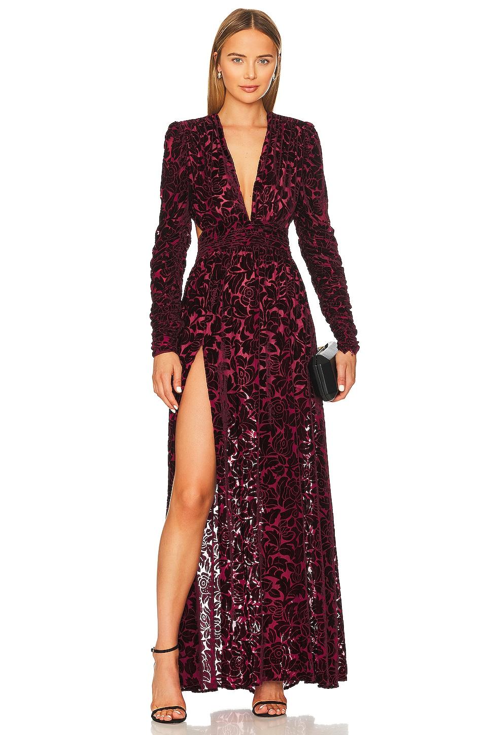 velvet v-neck maxi dress