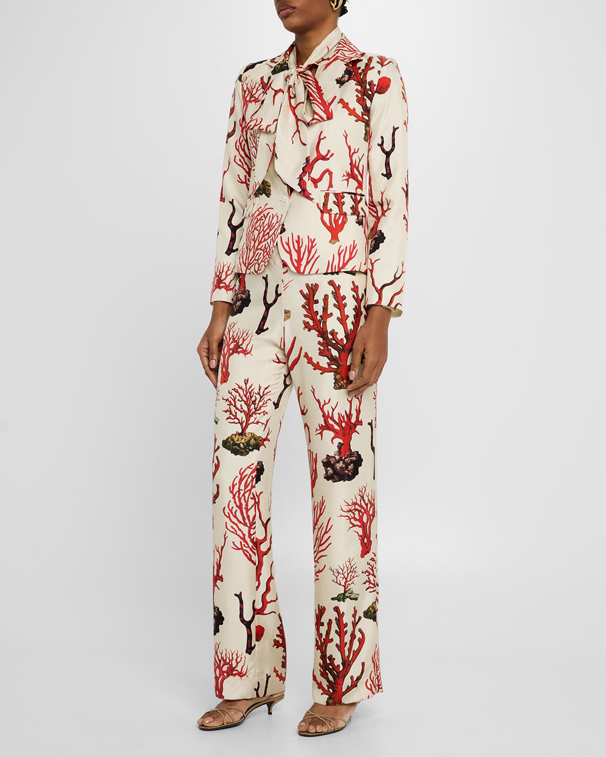 venetian coral single-breasted short jacket