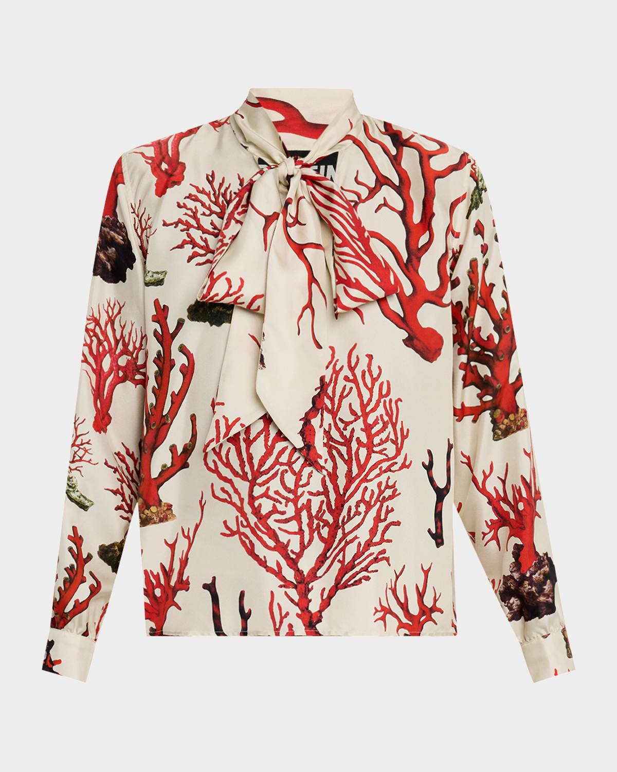 venetian coral slim keith tie blouse