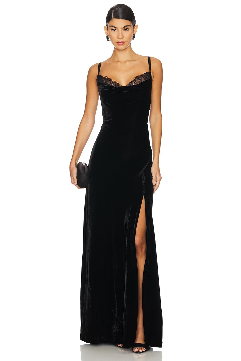 venice cowl neck lace gown
