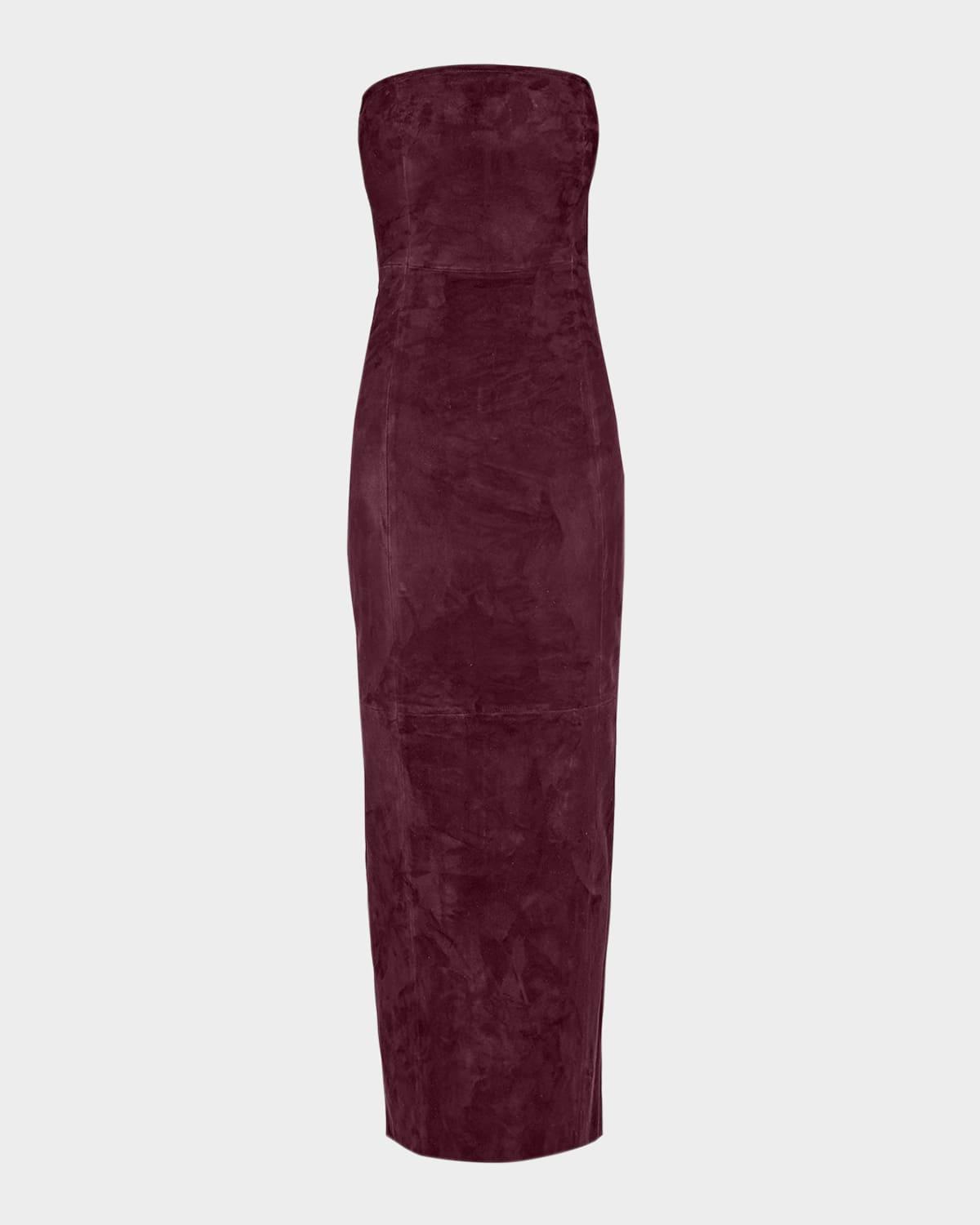 venus strapless stretch suede dress