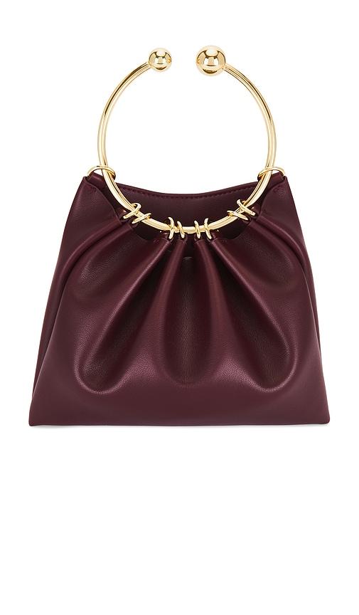 verafied ring handle bag in burgundy.