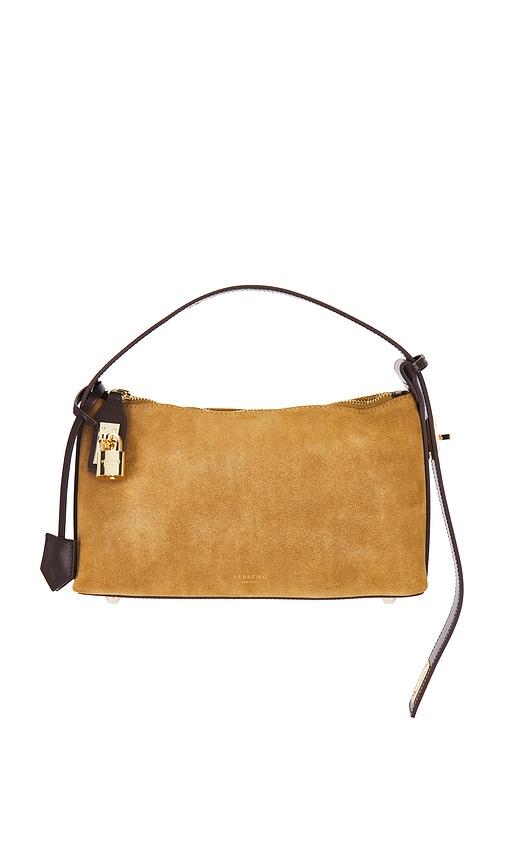 verafied suede hobo bag in tan.
