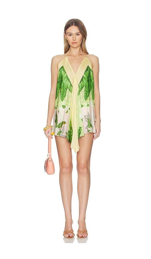 verandah handkerchief mini dress in yellow,green.