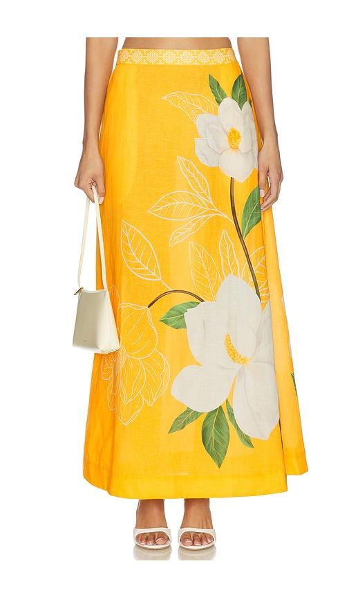 verandah magnolia maxi skirt in yellow.