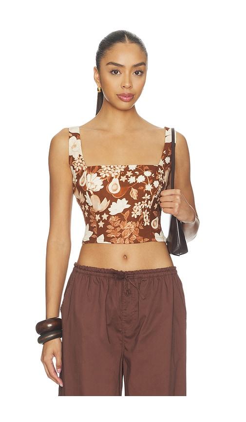 verandah square neck crop blouse in chocolate.
